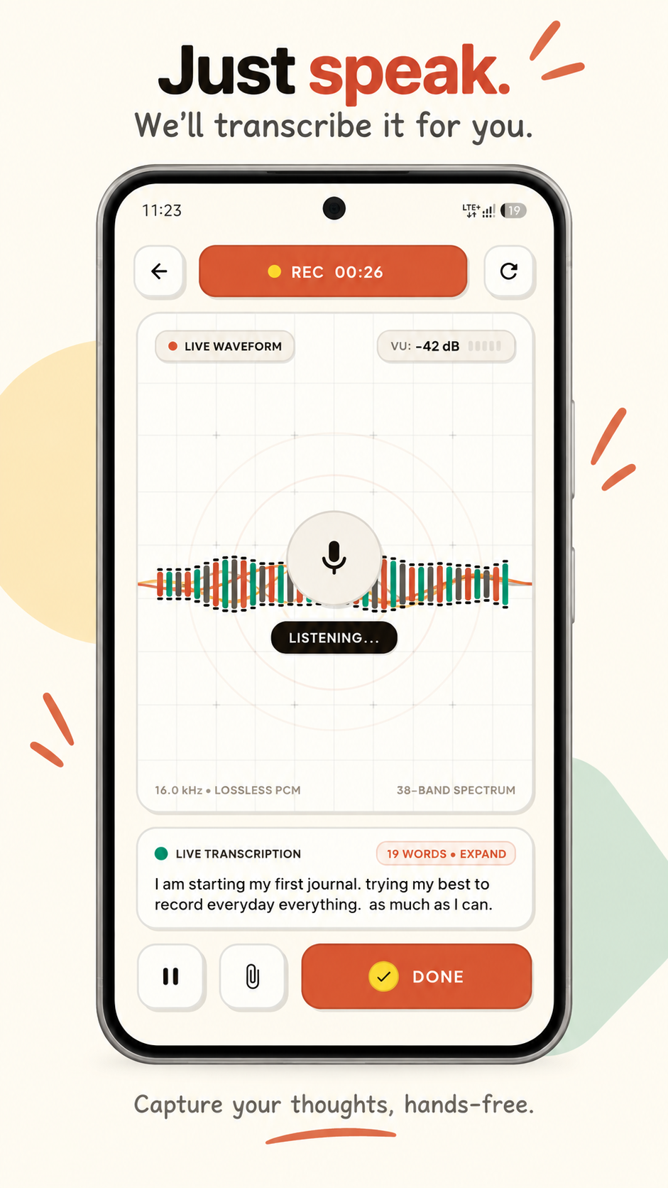 VoiceDiary Live Voice Recording and Speech Transcription